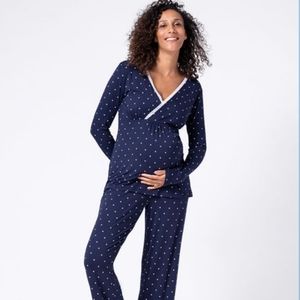 Seraphine Navy Polkadot Nursing Pajamas